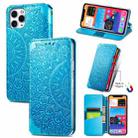 For iPhone 11 Pro Blooming Mandala Embossed Pattern Magnetic Horizontal Flip Leather Case with Holder & Card Slots & Wallet(Blue) - 1