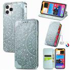 For iPhone 11 Pro Blooming Mandala Embossed Pattern Magnetic Horizontal Flip Leather Case with Holder & Card Slots & Wallet(Grey) - 1