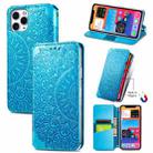 For iPhone 11 Blooming Mandala Embossed Pattern Magnetic Horizontal Flip Leather Case with Holder & Card Slots & Wallet(Blue) - 1