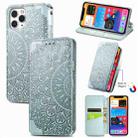 For iPhone 11 Blooming Mandala Embossed Pattern Magnetic Horizontal Flip Leather Case with Holder & Card Slots & Wallet(Grey) - 1