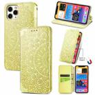 For iPhone 11 Pro Max Blooming Mandala Embossed Pattern Magnetic Horizontal Flip Leather Case with Holder & Card Slots & Wallet(Yellow) - 1