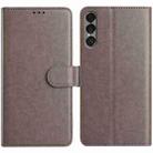 For Sony Xperia 1 VII Lambskin 8-card Slot Leather Phone Case(Grey) - 1