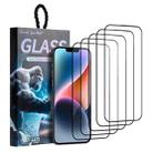 For iPhone 14 Plus 5pcs / Pack Do As You Wish Silk Screen Printed HD Tempered Glass Film(Black) - 1