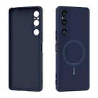 For Sony Xperia 1 V ABEEL Skin-friendly Feel Magsafe Liquid Silicone Phone Case(Blue) - 1