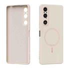 For Sony Xperia 1 V ABEEL Skin-friendly Feel Magsafe Liquid Silicone Phone Case(Yellow) - 1