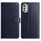 For Motorola Moto E32 Lambskin 8-card Slot Leather Phone Case(Dark Blue) - 1