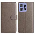 For Motorola Edge 50 Pro Lambskin 8-card Slot Leather Phone Case(Grey) - 1