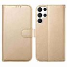 For Samsung Galaxy S22 Ultra 5G Lambskin 8-card Slot Leather Phone Case(Gold) - 1