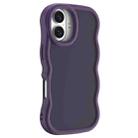 For iPhone 16 Big Wave Skin Feel Phone Case(Purple) - 1