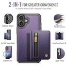 For iPhone 16 Plus JEEHOOD J12 Exquisite RFID MagSafe Zipper Card Bag Phone Case(Purple) - 2
