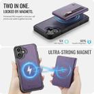 For iPhone 16 Plus JEEHOOD J12 Exquisite RFID MagSafe Zipper Card Bag Phone Case(Purple) - 3