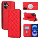 For iPhone 17 Rhombic MagSafe RFID Anti-Theft Wallet Leather Phone Case(Red) - 1