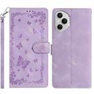 For Honor 400 Pro Global 160.8mm Secret Garden Butterfly Pattern Leather Phone Case(Purple) - 1