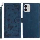 For iPhone 11 Secret Garden Butterfly Pattern Leather Phone Case(Dark Blue) - 1
