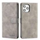 Diaobaolee Pure Fresh Texture Horizontal Flip Leather Case for iPhone 12 mini, with Holder & Card Slots & Wallet & Photo Frame(Grey) - 1