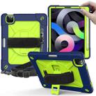 Contrast Color Robot Shockproof Silicone + PC Protective Case with Holder For iPad Air 2022 / 2020 10.9 (Navy Blue Yellow Green) - 1