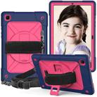 For Samsung Galaxy Tab A7 10.4 (2020) T500/T505 Contrast Color Robot Shockproof Silicone + PC Protective Case with Holder(Navy Blue Rose) - 1