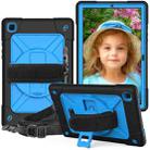 For Samsung Galaxy Tab A7 10.4 (2020) T500/T505 Contrast Color Robot Shockproof Silicone + PC Protective Case with Holder(Black Blue) - 1