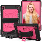 For Samsung Galaxy Tab A7 10.4 (2020) T500/T505 Contrast Color Robot Shockproof Silicone + PC Protective Case with Holder(Black Rose Red) - 1