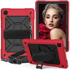 For Samsung Galaxy Tab A7 10.4 (2020) T500/T505 Contrast Color Robot Shockproof Silicone + PC Protective Case with Holder(Red Black) - 1