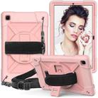 For Samsung Galaxy Tab A7 10.4 (2020) T500/T505 Contrast Color Robot Shockproof Silicone + PC Protective Case with Holder(Rose Gold) - 1