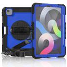 Shockproof Colorful Silicone + PC Protective Case with Holder & Shoulder Strap & Hand Strap & Pen Slot For iPad Air 2022 / 2020 10.9 (Black Blue) - 1