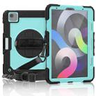 Shockproof Colorful Silicone + PC Protective Case with Holder & Shoulder Strap & Hand Strap & Pen Slot For iPad Air 2022 / 2020 10.9 (Black Light Blue) - 1