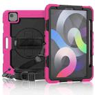 Shockproof Colorful Silicone + PC Protective Case with Holder & Shoulder Strap & Hand Strap & Pen Slot For iPad Air 2022 / 2020 10.9 (Rose Red) - 1