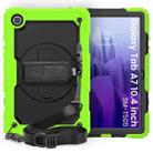 For Samsung Galaxy Tab A7 (2020) T500/T505 Shockproof Colorful Silicone + PC Protective Case with Holder & Shoulder Strap & Hand Strap & Pen Slot(Yellow Green) - 1