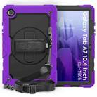 For Samsung Galaxy Tab A7 (2020) T500/T505 Shockproof Colorful Silicone + PC Protective Case with Holder & Shoulder Strap & Hand Strap & Pen Slot(Purple) - 1