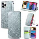 For iPhone 12 mini Blooming Mandala Embossed Pattern Magnetic Horizontal Flip Leather Case with Holder & Card Slots & Wallet (Grey) - 1