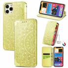 For iPhone 12 mini Blooming Mandala Embossed Pattern Magnetic Horizontal Flip Leather Case with Holder & Card Slots & Wallet (Yellow) - 1