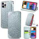 For iPhone 12 Pro Max Blooming Mandala Embossed Pattern Magnetic Horizontal Flip Leather Case with Holder & Card Slots & Wallet(Grey) - 1