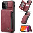 For iPhone 12 / 12 Pro CaseMe C20 Multifunctional PC + TPU Protective Case with Holder & Card Slot & Wallet(Red) - 1