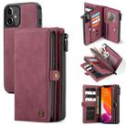 CaseMe 018 Detachable Multi-functional Horizontal Flip Leather Case, with Card Slot & Holder & Zipper Wallet & Photo Frame For iPhone 12 mini(Red) - 1