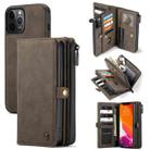 For iPhone 12 Pro Max CaseMe 018 Detachable Multi-functional Horizontal Flip Leather Case, with Card Slot & Holder & Zipper Wallet & Photo Frame(Brown) - 1