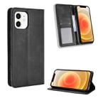 For iPhone 12 mini Magnetic Buckle Retro Pattern Horizontal Flip Leather Case with Holder & Card Slot & Wallet (Black) - 1