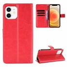 For iPhone 12 mini Crazy Horse Texture Horizontal Flip Leather Case with Holder & Card Slots & Wallet & Lanyard (Red) - 1