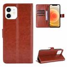 For iPhone 12 mini Crazy Horse Texture Horizontal Flip Leather Case with Holder & Card Slots & Wallet & Lanyard (Brown) - 1