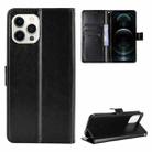 For iPhone 12 / 12 Pro Crazy Horse Texture Horizontal Flip Leather Case with Holder & Card Slots & Wallet & Lanyard(Black) - 1