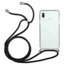 For Samsung Galaxy A20e Four-Corner Anti-Fall Transparent TPU Protective Case with Lanyard(Black) - 1