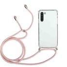 For Samsung Galaxy A21 (EU Version) Four-Corner Anti-Fall Transparent TPU Protective Case with Lanyard(Pink) - 1