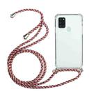 For Samsung Galaxy A21s Four-Corner Anti-Fall Transparent TPU Protective Case with Lanyard(Red Grey) - 1