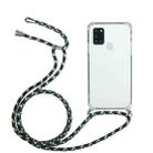 For Samsung Galaxy A21s Four-Corner Anti-Fall Transparent TPU Protective Case with Lanyard(Green Black) - 1