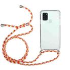 For Samsung Galaxy A21s Four-Corner Anti-Fall Transparent TPU Protective Case with Lanyard(Orange Yellow) - 1