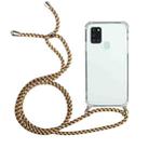 For Samsung Galaxy A21s Four-Corner Anti-Fall Transparent TPU Protective Case with Lanyard(Brown Yellow) - 1