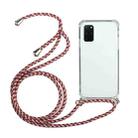 For Samsung Galaxy A31 Four-Corner Anti-Fall Transparent TPU Protective Case with Lanyard(Red Grey) - 1