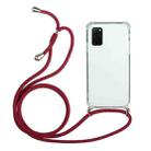 For Samsung Galaxy A31 Four-Corner Anti-Fall Transparent TPU Protective Case with Lanyard(Red) - 1