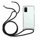 For Samsung Galaxy A51 5G Four-Corner Anti-Fall Transparent TPU Protective Case with Lanyard(Black) - 1