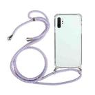 For Samsung Galaxy Note10+ Four-Corner Anti-Fall Transparent TPU Protective Case with Lanyard(Purple) - 1